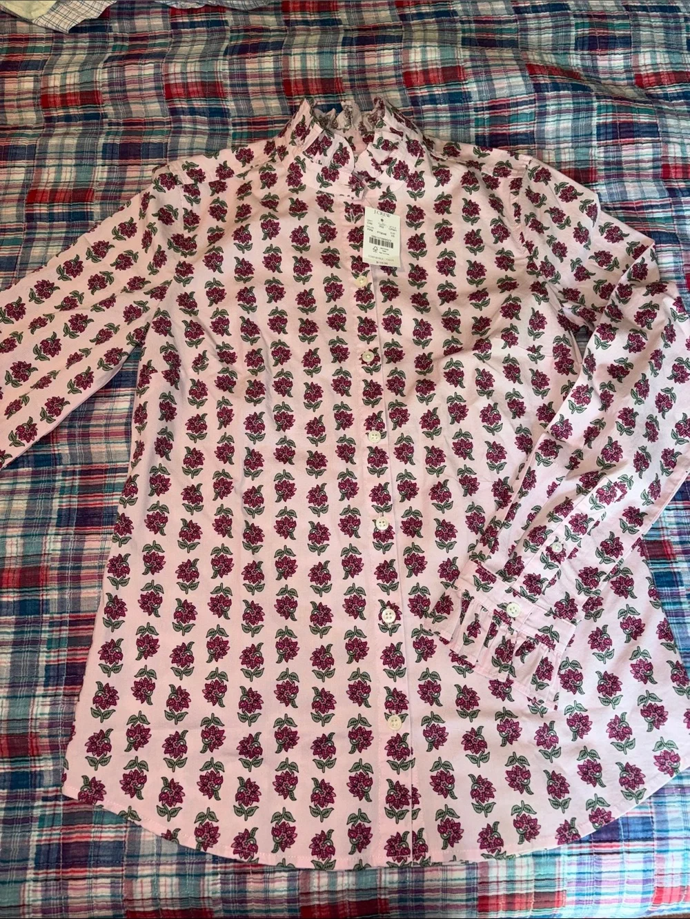 J. Crew Pink Floral-Print Button-Down Shirt